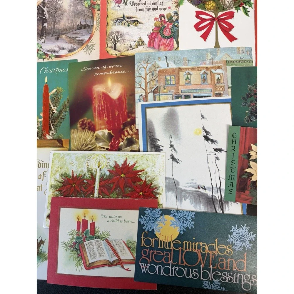 Vintage Christmas Cards Fronts ONLY Traditional Scrapbooking Decoupage Lot 50+